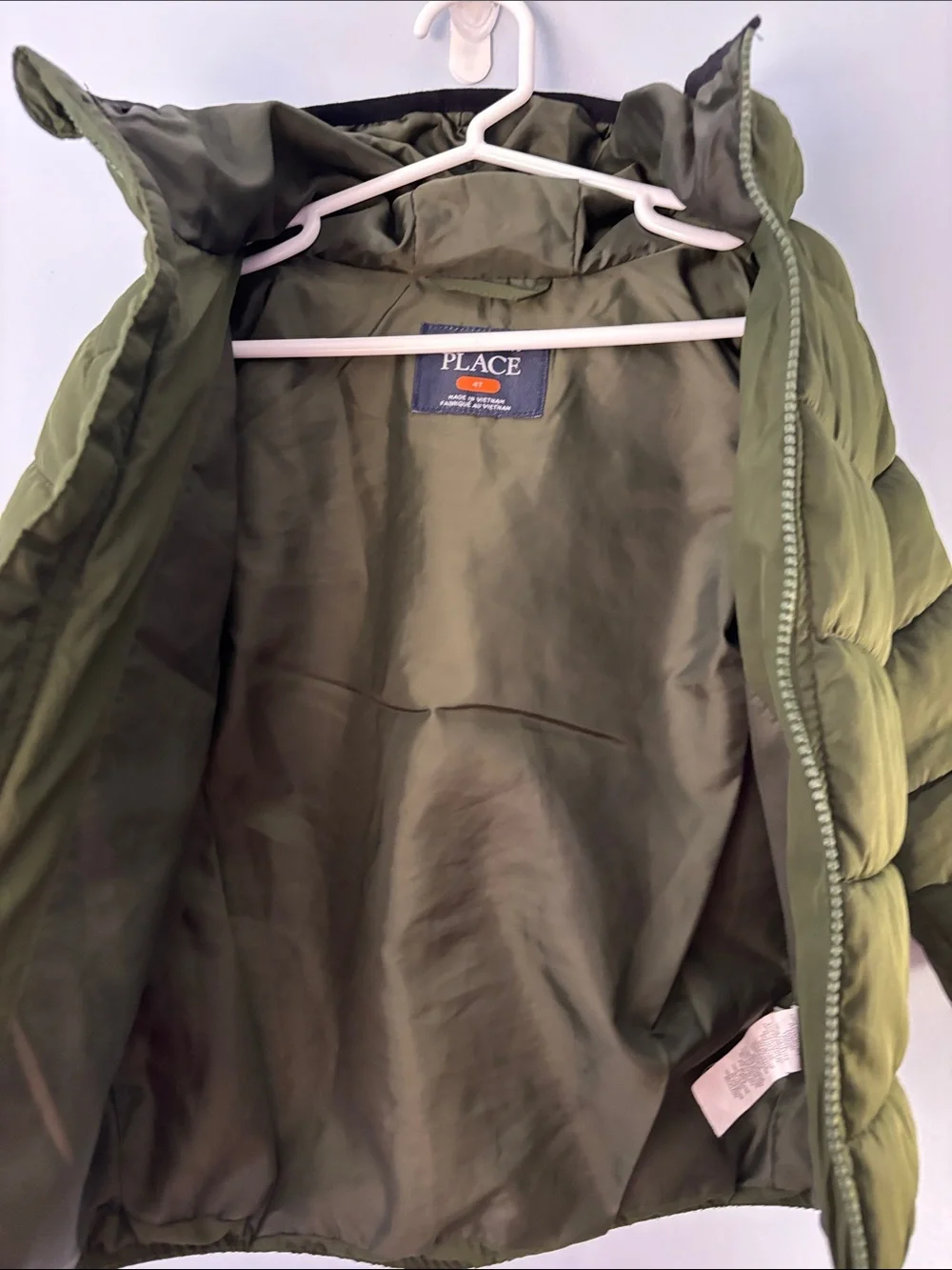 The Children's Place Olive Green Hooded Puffer Jacket